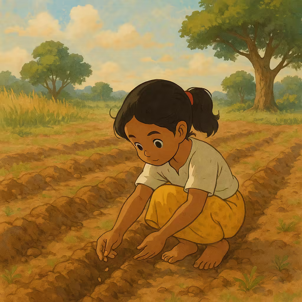 A small hand planting seeds carefully