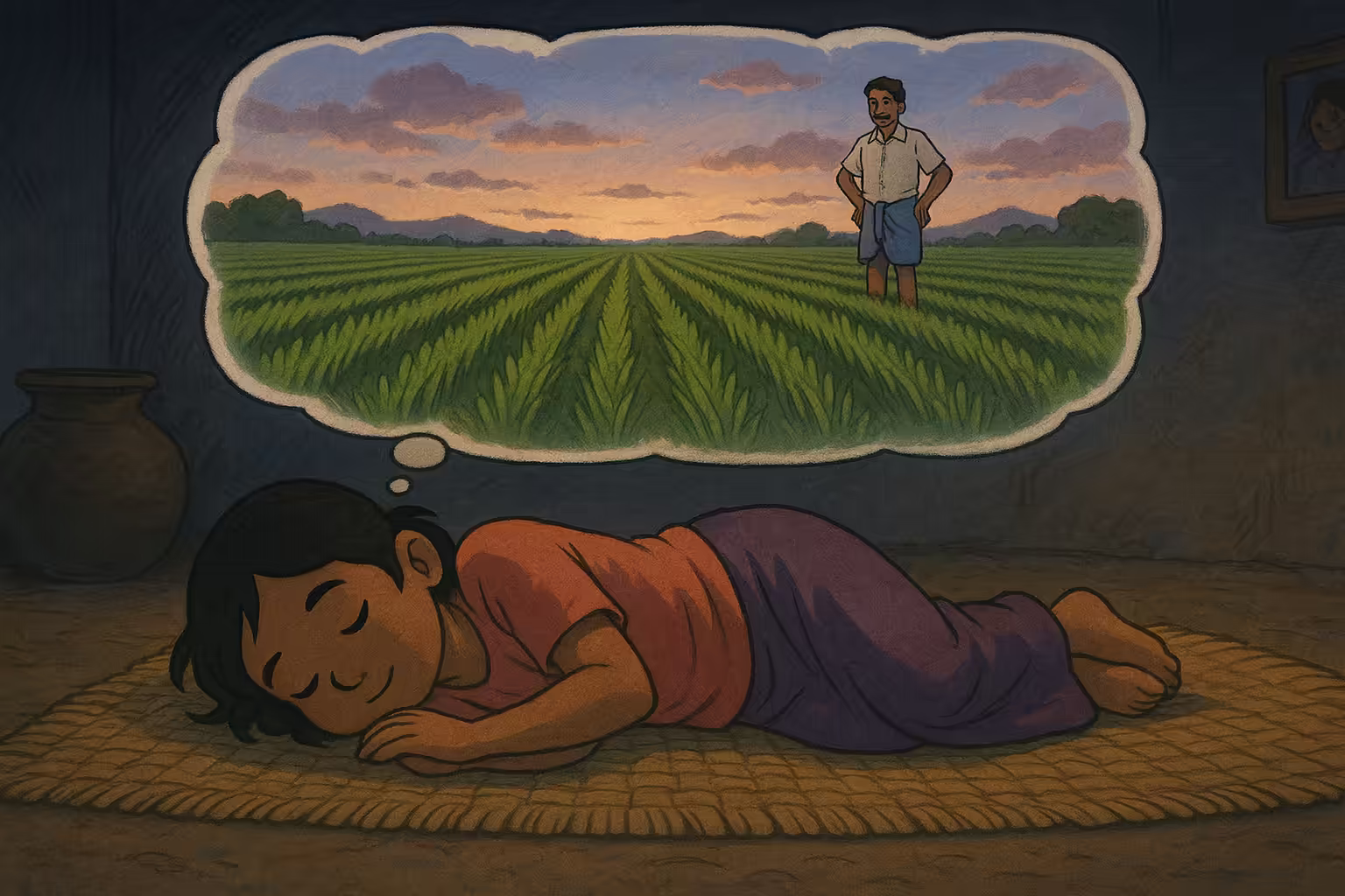 The little girl dreams of her rows stretching far